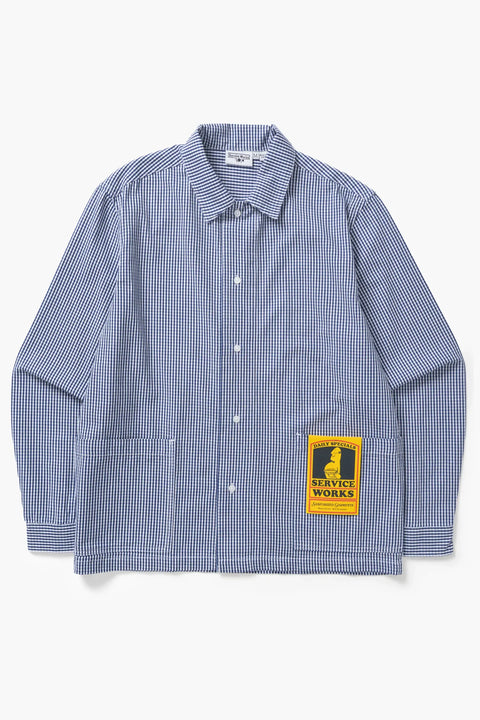 Service Works SW354 Gingham Waiter Shirt In Blue