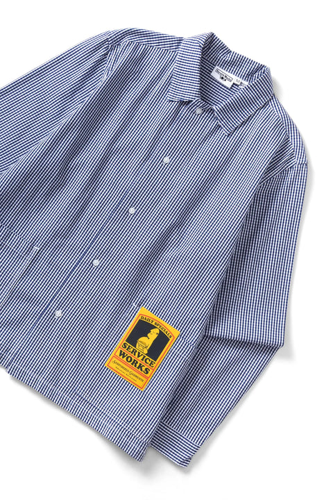 Service Works SW354 Gingham Waiter Shirt In Blue