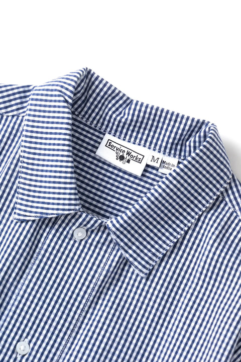 Service Works SW354 Gingham Waiter Shirt In Blue