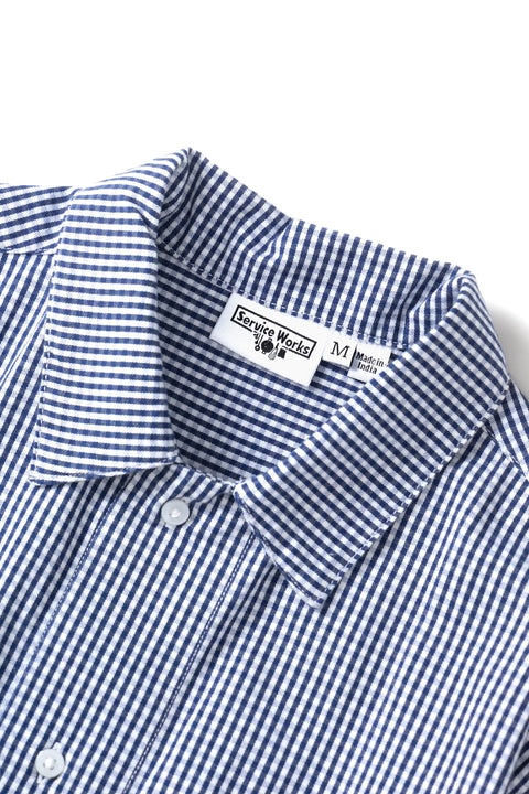 Service Works SW354 Gingham Waiter Shirt In Blue