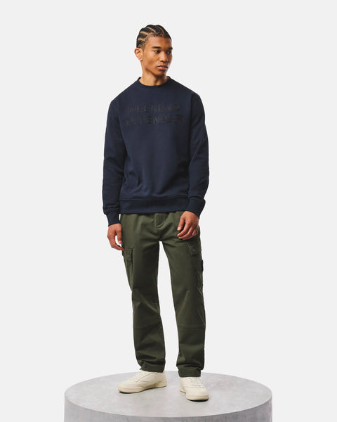 Weekend Offender Locarno WO Chain Stitch Embroidered Sweatshirt In Navy