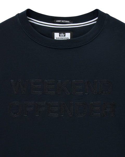 Weekend Offender Locarno WO Chain Stitch Embroidered Sweatshirt In Navy