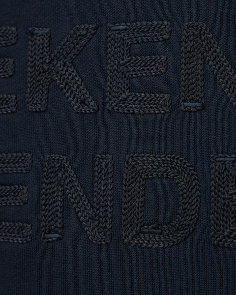 Weekend Offender Locarno WO Chain Stitch Embroidered Sweatshirt In Navy