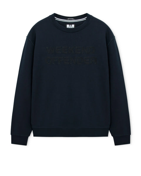 Weekend Offender Locarno WO Chain Stitch Embroidered Sweatshirt In Navy