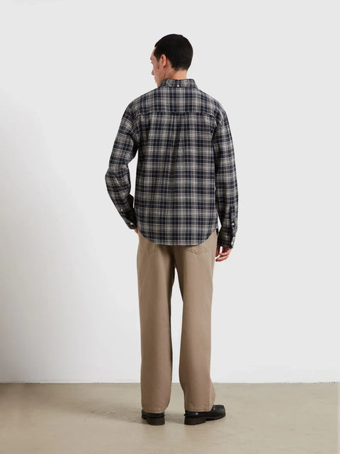 Farah F4WSG034 Sands Ls Check Shirt - F Tab In True Navy