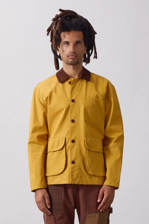 Service Works SW353 Waxed Barn Coat In Ochre