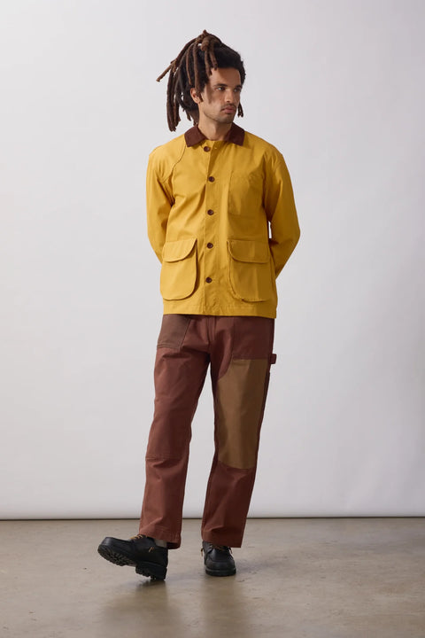 Service Works SW353 Waxed Barn Coat In Ochre