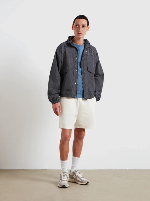 Farah F4RSG000 Shenley Check Hooded Jacket In True Navy