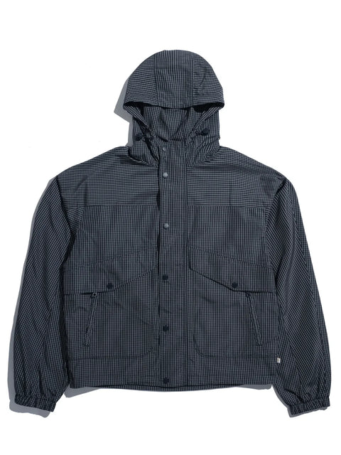 Farah F4RSG000 Shenley Check Hooded Jacket In True Navy