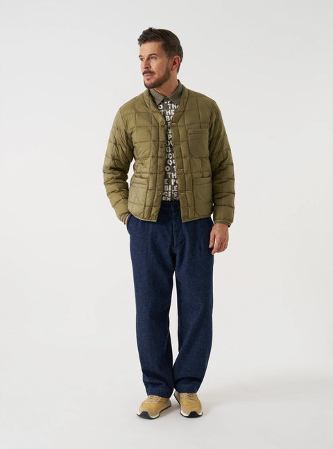 Universal Works UW-TA-101CD Nylon Soft Shell Down Cardigan In Green