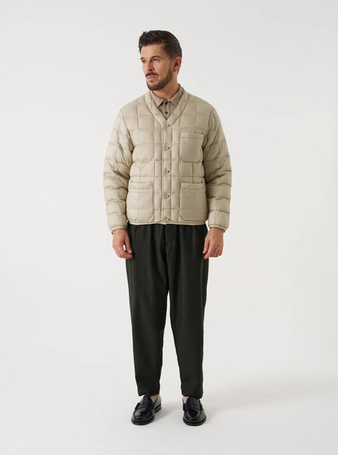 Universal Works UW-TA-101CD Nylon Soft Shell Down Cardigan In Ice Grey