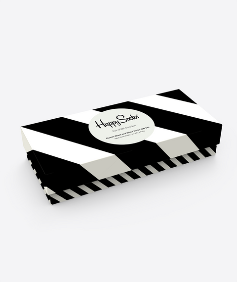 Happy Socks XCBW09-9150 4-Pack Classic Black & White Socks Gift Set