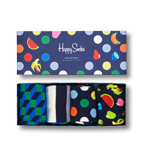 Happy Socks XNAV09-6600 4 Pack Navy Socks Gift Set