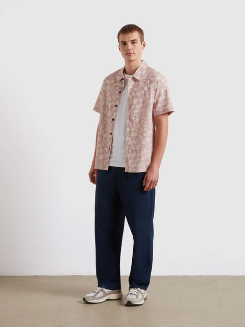 Farah F4WSG012 Angelo Ss Print In Birch Grey