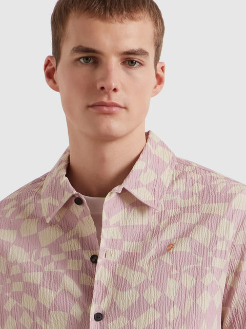 Farah F4WSG012 Angelo Ss Print In Birch Grey