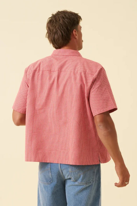 Bound Botha Cropped Gingham Shirt - Red