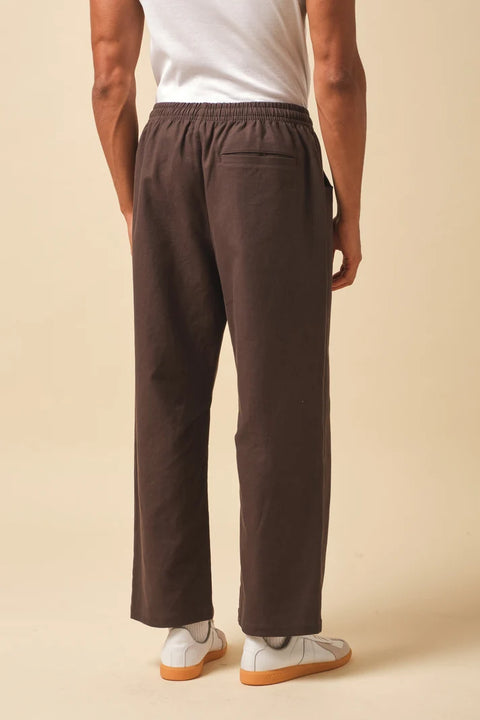 Bound Canvas Relaxed Trouser - Brown