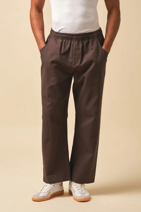 Bound Canvas Relaxed Trouser - Brown