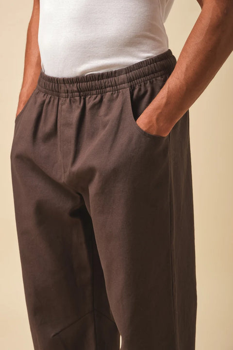 Bound Canvas Relaxed Trouser - Brown