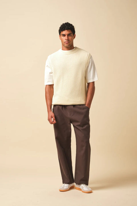 Bound Canvas Relaxed Trouser - Brown