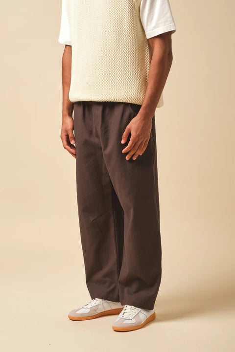 Bound Canvas Relaxed Trouser - Brown