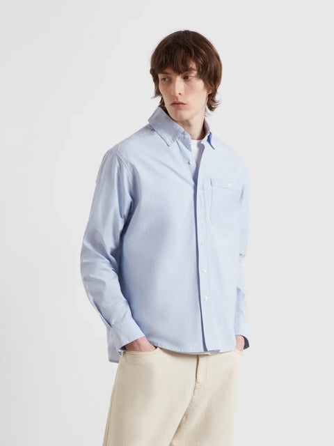 Farah F4WSG046 Cristo Archive Stripe Shirt In Sky Blue
