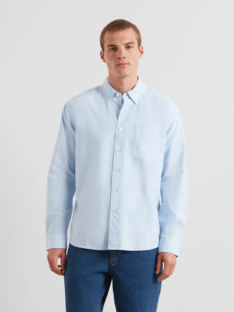 Farah F4WSG063 Brewer F Tab Ls Shirt In Sky Blue