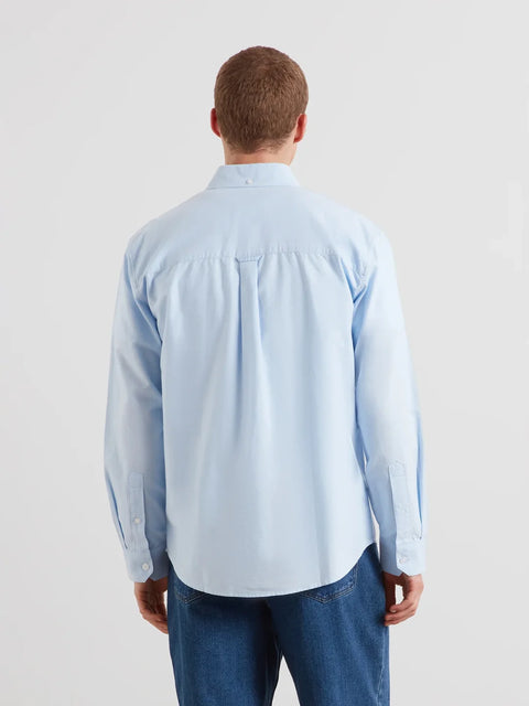 Farah F4WSG063 Brewer F Tab Ls Shirt In Sky Blue