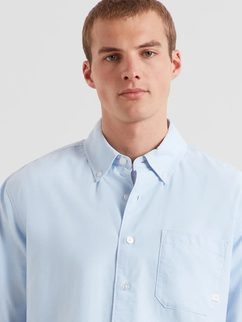 Farah F4WSG063 Brewer F Tab Ls Shirt In Sky Blue