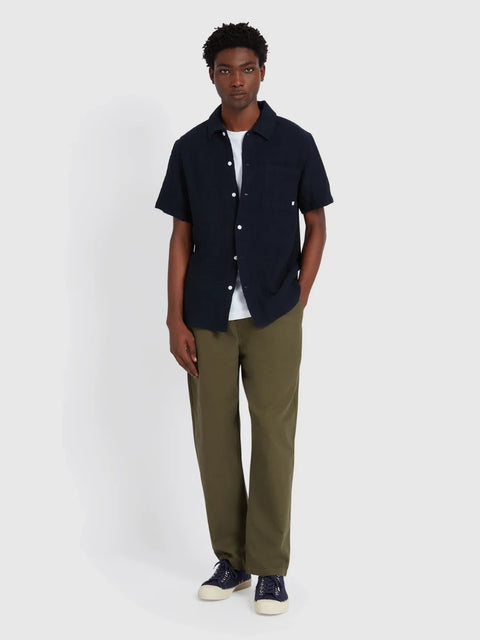 Farah F4Wsf053 Fleet Check Ss Bd True Navy