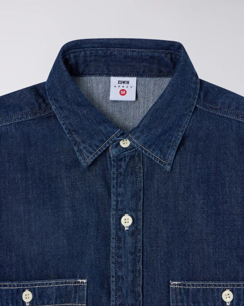 Edwin I035112 Work Shirt Ls In Blue-Dark Used