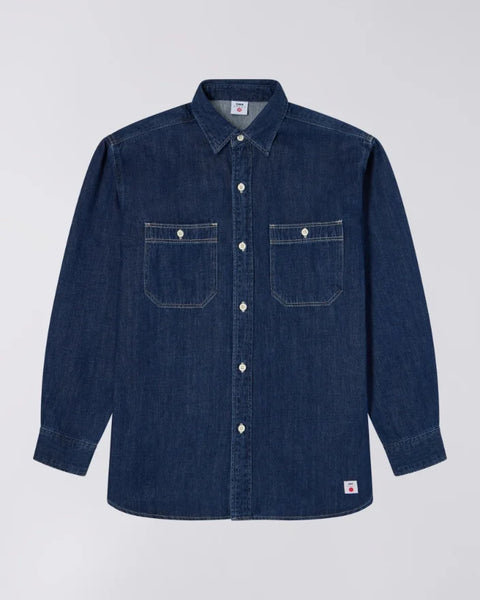 Edwin I035112 Work Shirt Ls In Blue-Dark Used