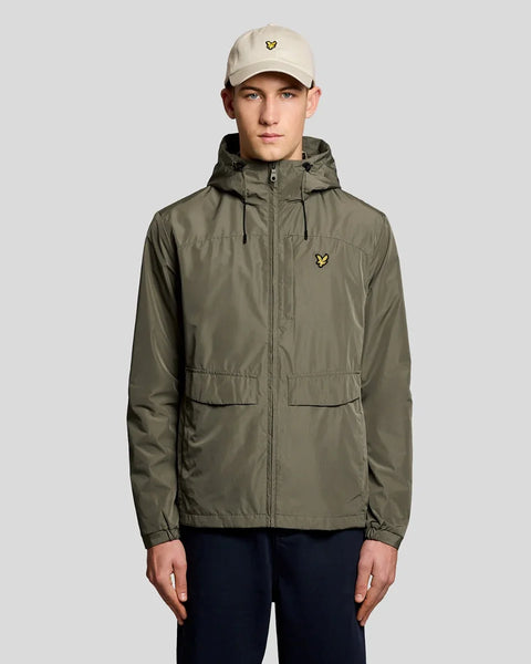 Lyle & Scott JK2205V Lightweight Hooded Zip Through Jacket In X569 Khaki Ash