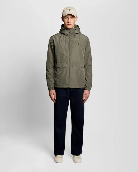 Lyle & Scott JK2205V Lightweight Hooded Zip Through Jacket In X569 Khaki Ash
