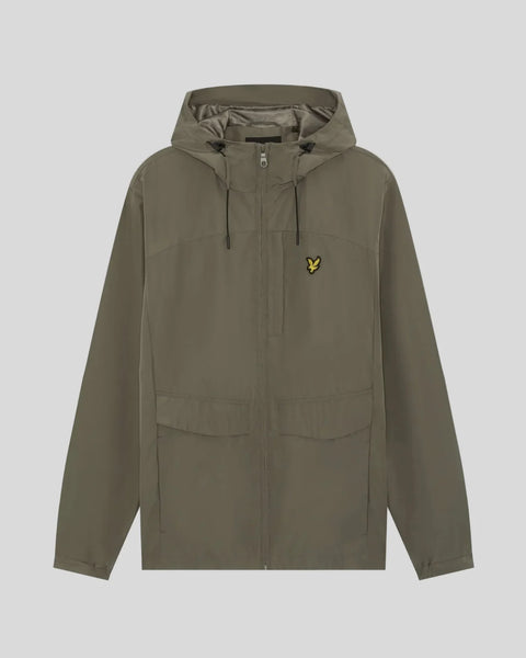 Lyle & Scott JK2205V Lightweight Hooded Zip Through Jacket In X569 Khaki Ash