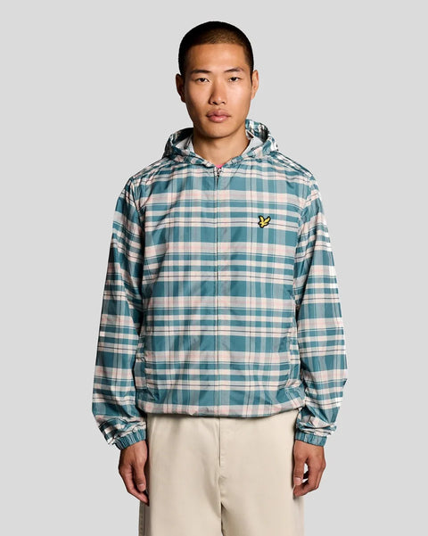 Lyle & Scott JK2420V Tartan Hooded Zip Through Jacket In W130 Everglade