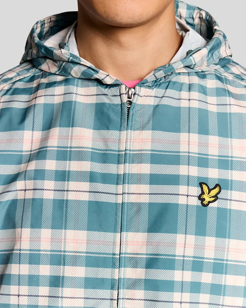 Lyle & Scott JK2420V Tartan Hooded Zip Through Jacket In W130 Everglade