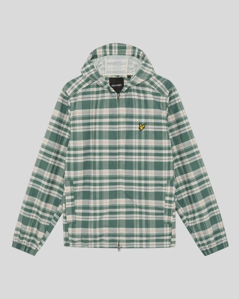 Lyle & Scott JK2420V Tartan Hooded Zip Through Jacket In W130 Everglade