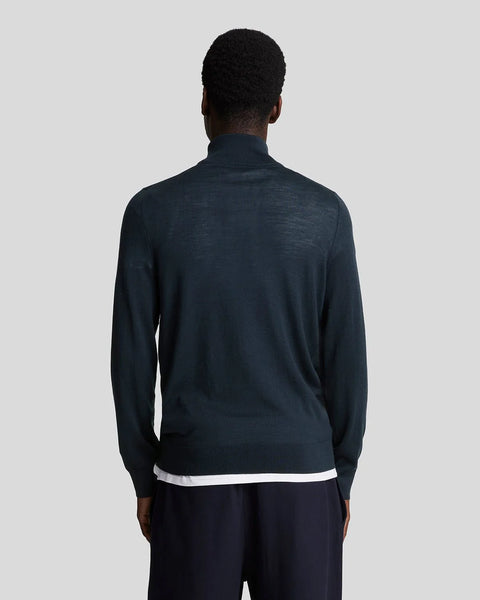 Lyle & Scott KN2122VC Tonal Eagle Merino Quarter Zip Jumper In Dark Navy