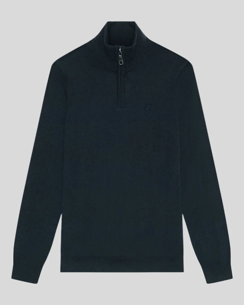 Lyle & Scott KN2122VC Tonal Eagle Merino Quarter Zip Jumper In Dark Navy