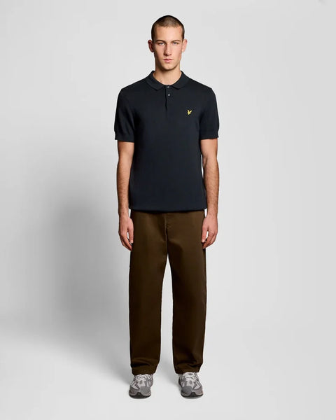 Lyle & Scott KN2412V Cotton Short Sleeve Knitted Polo In Z271 Dark Navy