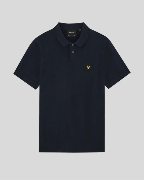 Lyle & Scott KN2412V Cotton Short Sleeve Knitted Polo In Z271 Dark Navy