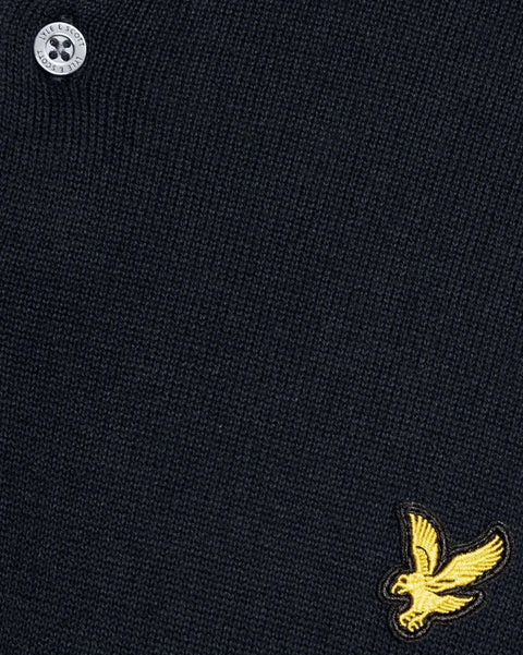 Lyle & Scott KN2412V Cotton Short Sleeve Knitted Polo In Z271 Dark Navy