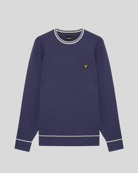 Lyle & Scott KN2429V Tipped Knitted Crew Neck Jumper In Y125 Rich Navy