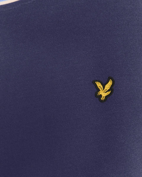 Lyle & Scott KN2429V Tipped Knitted Crew Neck Jumper In Y125 Rich Navy