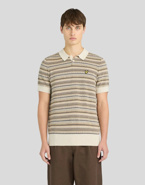 Lyle & Scott KN2532V Fairisle Short Sleeve Polo In Cove (W870)