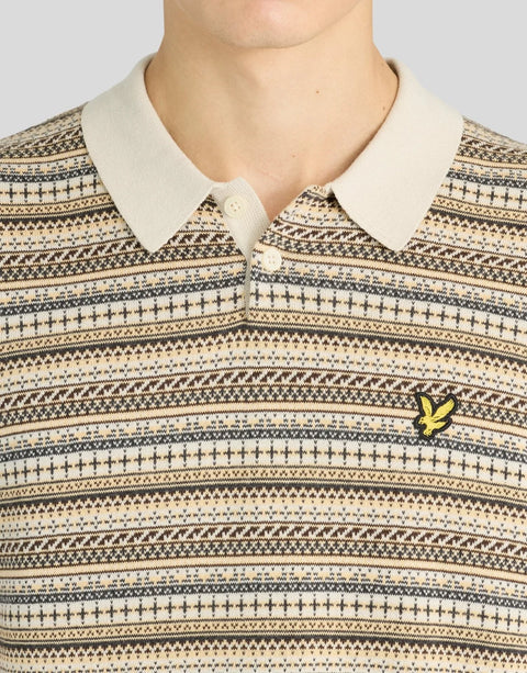 Lyle & Scott KN2532V Fairisle Short Sleeve Polo In Cove (W870)