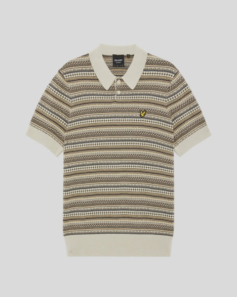 Lyle & Scott KN2532V Fairisle Short Sleeve Polo In Cove (W870)