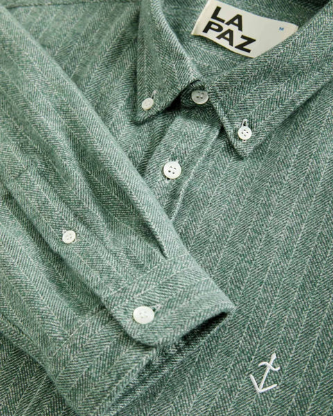 La Paz Teles Shirt In Green Herringbone