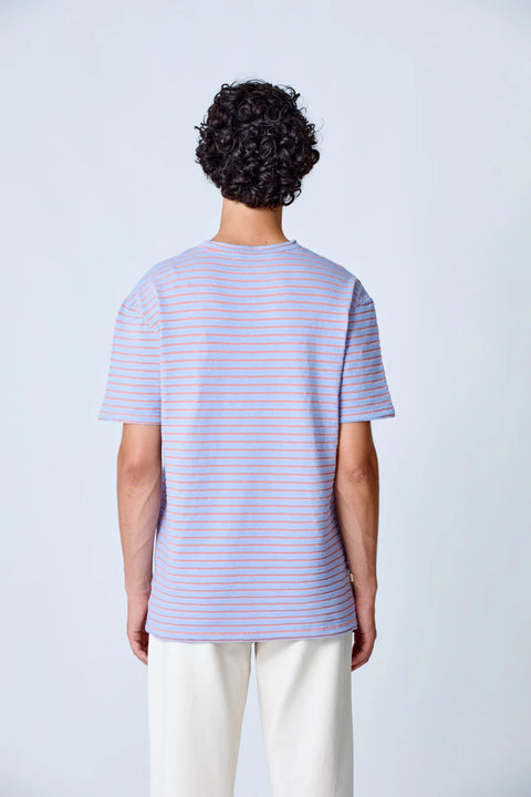 La Paz Guerreiro Expedition Pocket T-shirt In Wind Blue/Sunrise Stripes